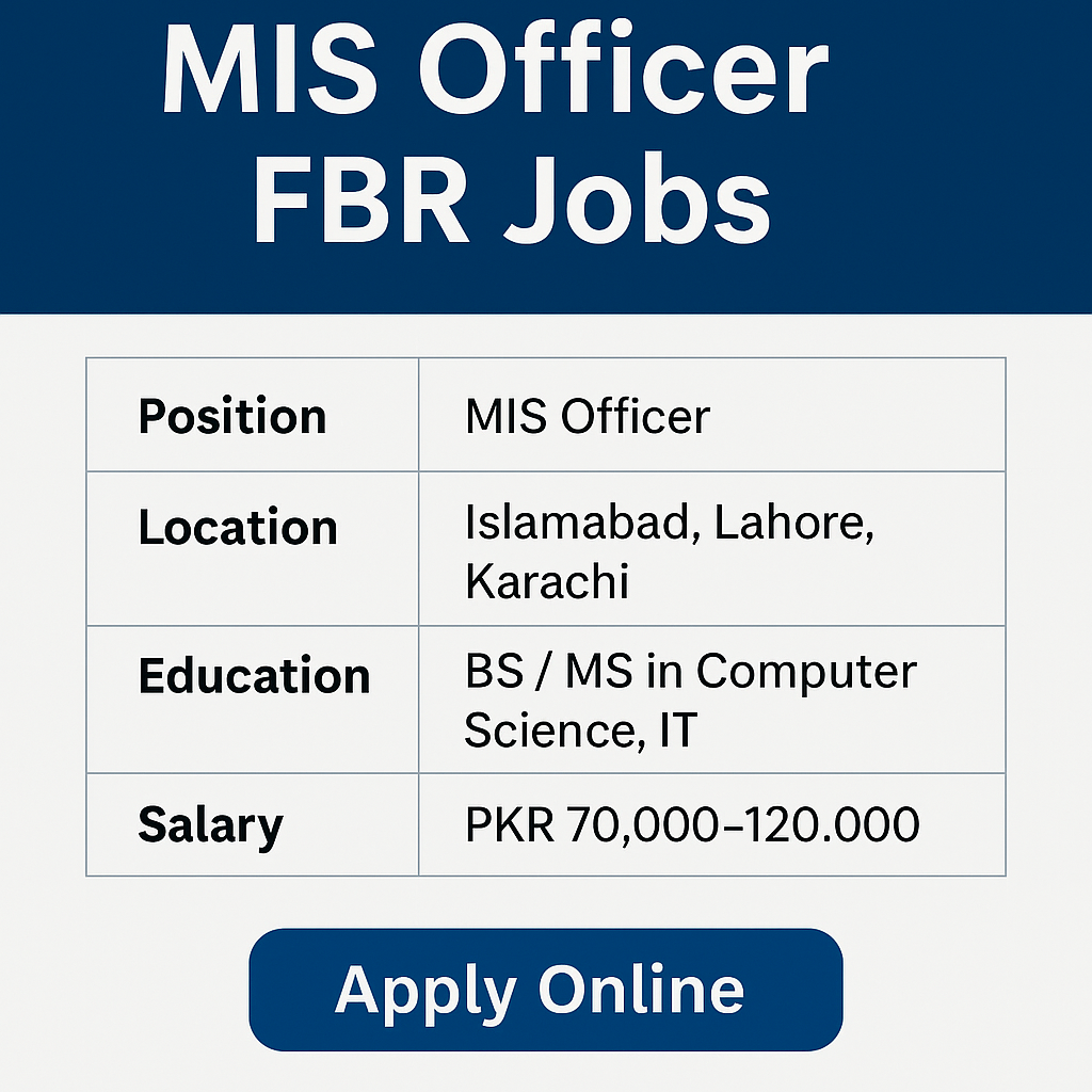 MIS Officer FBR jobs 2025