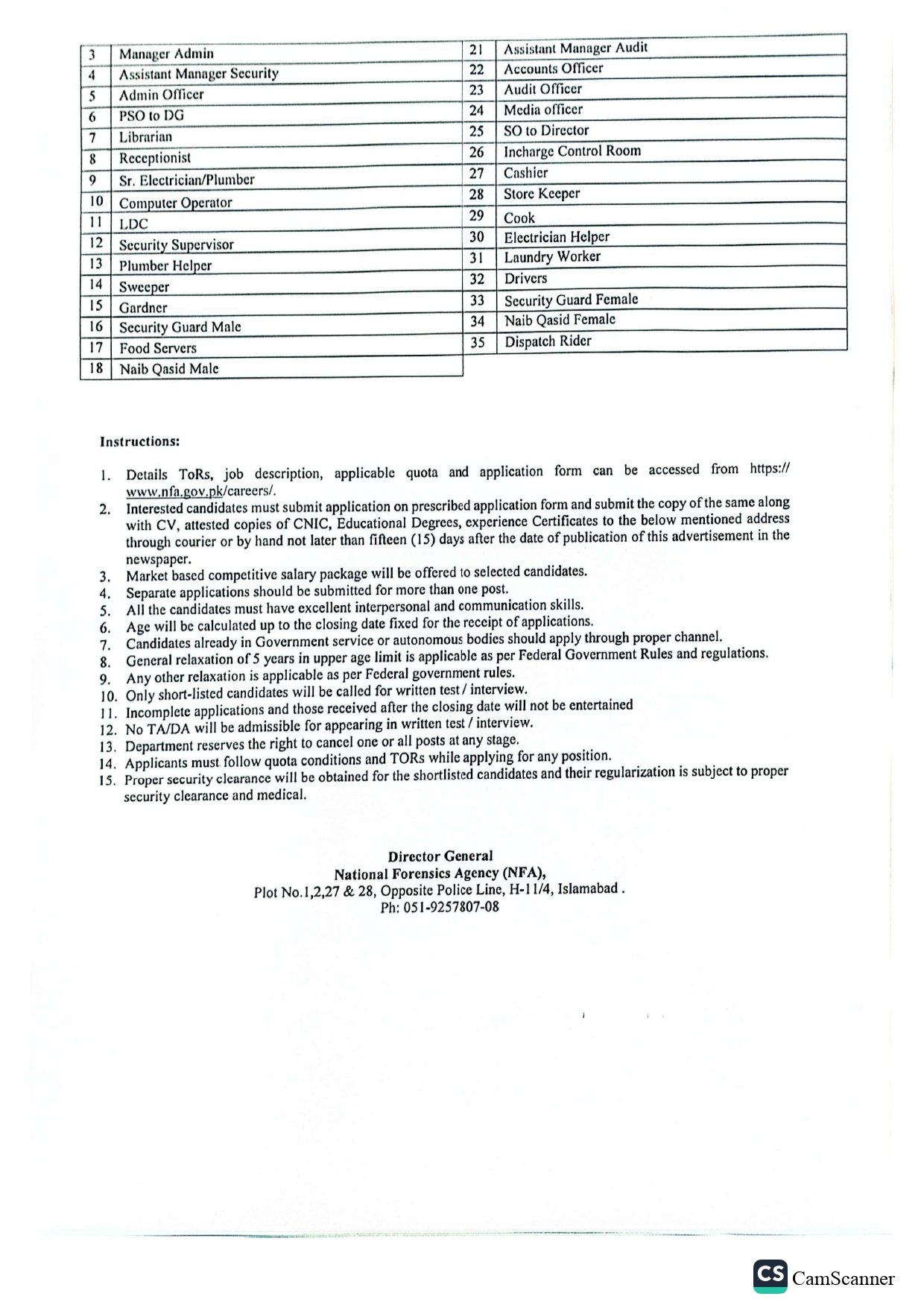 National Forensic Science Agency job